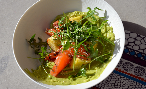 Recette de Coeur de saumon, guacamole et panais rôtis