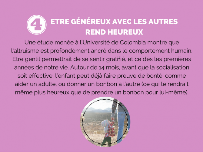 4) Expliquer qu'être généreux avec les autres rend heureux