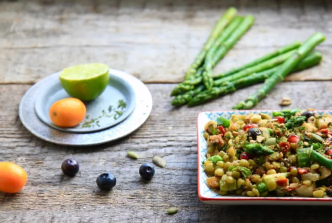 Salade de lentilles aux légumes arc en ciel