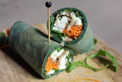 Recette de Wrap à la spiruline, carotte et feta !